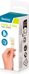 BESTWAY 3in1 testavimo juostelės baseinams ir sūkurinėms vonioms – pH, laisvasis chloras, bendrasis šarmingumas (50 vnt.)