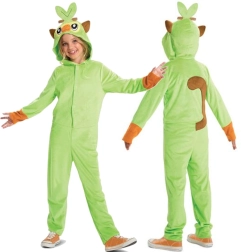 Vaikiškas kostiumas POKEMON Grookey žalias kigurumi su gobtuvu 127–136 cm (7–8 metų)