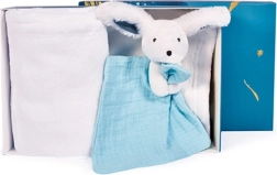 Gift Set Happy Bunny Blanket and Blue Snuggler