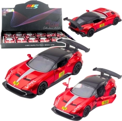 Metalinis sportinis lenktyninis automobilis 1:32 su pull-back pavara ir atsidarančiomis durimis – raudonas