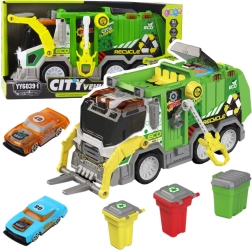 Miesto šiukšliavežiai su šviesomis ir garsais