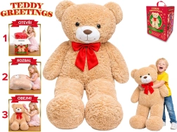 Teddy Greetings plush teddy bear with bow, 120 cm, beige