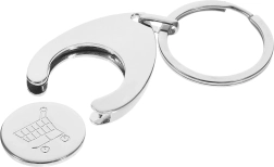 Metalinė 2 in 1 raktų pakabuka su prekybos vežimėlio žetonu
