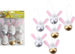 Dekoratyviniai plastikiniai rankomis marginti kabinami kiaušiniai 6 cm, 6 vnt.