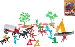 Western play set with figures, a wagon and accessories – 31 pieces