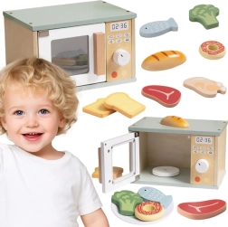 Medinė mikrobangų krosnelė su maisto produktais TOOKY TOY