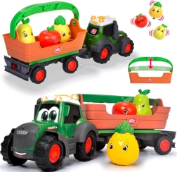 Interactive Fendt tractor with detachable trailer and fruit