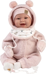 Llorens New Born realistic baby with sounds, soft body 44 cm