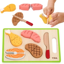 VIGA medinis mėsos pjaustymo rinkinys vaikams