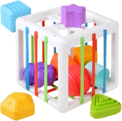 Įdedamoji kubinė dėlionė patiems mažiausiems su elastingais dirželiais