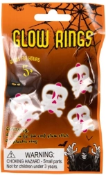 Šviečiantys žiedai „Kaukolė“ – rinkinys 4 vnt.