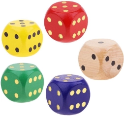 Medinis lošimo kauliukas, ypač didelis (spalvų miksas)