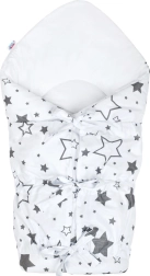 Classic Lace-Up Swaddle Blanket New Baby White with Gray Stars