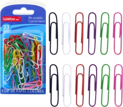 Spalvotų biuro sąvaržėlių rinkinys popieriui 33 mm, 90 vnt.