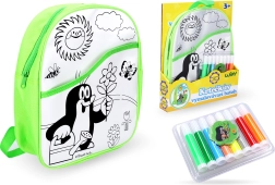 Spalvinamas kuprinė su Kurmio motyvu, žalias pagrindas, 30 cm + 8 flomasterių