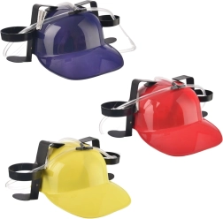 Plastic beer party helmet with two drink holders (assorted colors)