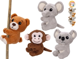 Plush safari animal with a clip on a cord, 8 cm - 1 piece