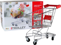 Vaikiškas metalinis pirkinių vežimėlis – didelis, sidabrinis