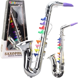 Vaikiškas muzikos instrumentas – sidabrinis saksofonas