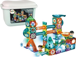 Šviečianti magnetinė rutuliukų trasa dėžėje, 150 dalių