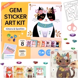 Diamond gem sticker art kittens and sparkle – creative set of 8 pictures