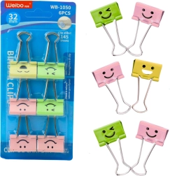 Spalvotų biuro spaustukų su veidukais rinkinys 32 mm