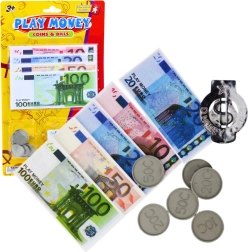 Žaislinių pinigų rinkinys – euro banknotai ir monetos