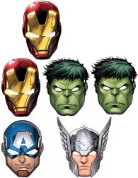 Marvel Avengers popierinės kaukės, 6 vnt.
