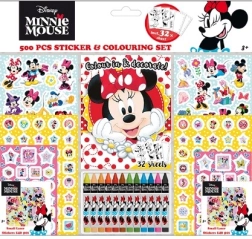 Minnie sticker set with coloring pages and crayons – 500 pcs