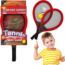 WOOPIE didelės teniso ir badmintono raketės vaikams su kamuoliuku ir plunksniniu kamuoliuku