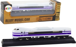 Metalinis kolekcinis traukinio modelis 1:48 balta–violetinė