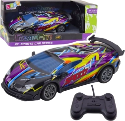 Sports remotely controlled car with LED lights purple 1:22