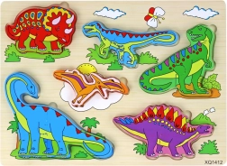 Medinė 3D dėlionė vaikams – loginis žaidimas „Dinozaurai“