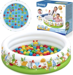 Bestway pripučiamas vaikų baseinas ir sausas kamuoliukų baseinas Sprouts & Spring 102 × 25 cm, 50 kamuoliukų ir žaislai