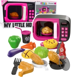 Vaikiška mikrobangų krosnelė su priedais, šviesomis ir garsais – rožinė