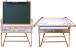 Dvipusė medinė lenta su staliuku 2in1 vaikams