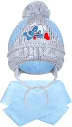 Žieminė vaikiška kepurė su šaliku New Baby šuniukas, tamsiai mėlyna (3–4 m.)
