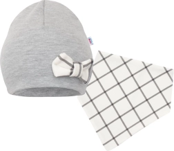Baby beanie and neck scarf NEW BABY Missy gray 68 (4–6 months)