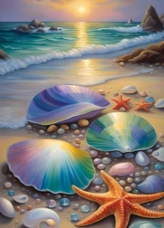 Deimantinis tapymas „Kriauklės ir žvaigždės“ 30x40 cm