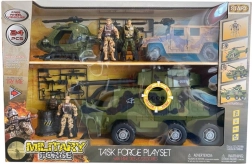 didelis karinių transporto priemonių rinkinys su šviesomis ir garsais