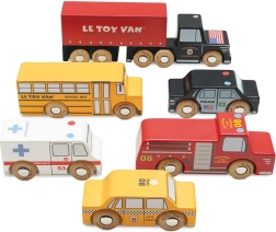 Mediniai Niujorko automobiliai – 6 vnt. rinkinys Le Toy Van