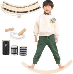 Medinė balansinė lenta Viga su virve ir keliu