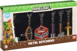 Minecraft metaliniai raktų pakabukai – 6 vnt. Deluxe pakuotėje