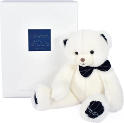 Pliušinis meškiukas su tamsiai mėlyna peteliške, 30 cm – Doudou Histoire d’Ours