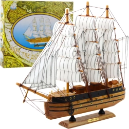 Dekoratyvinis istorinio burlaivio modelis trijų stiebų, baltas, 39x36 cm