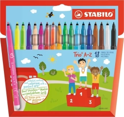 Flomasteriai STABILO Trio A-Z – 18 spalvų rinkinys