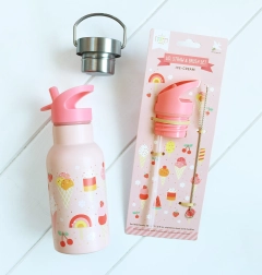 A Little Lovely Company užsukamo dangtelio, šepetėlio ir šiaudelio rinkinys nerūdijančio plieno buteliui 350 ml – Zmrzlina