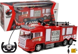 RC gaisrinis automobilis su vandens purkštuvu, raudonas