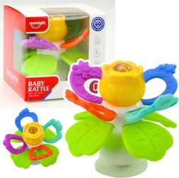 Vaikiškas sensorinis žaislas Gėlė su besisukančia dalimi ir siurbtuku