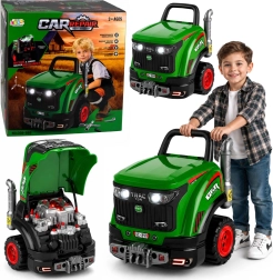 Mažojo mechaniko traktorius surinkimui su šviesomis, garsais ir garų efektu